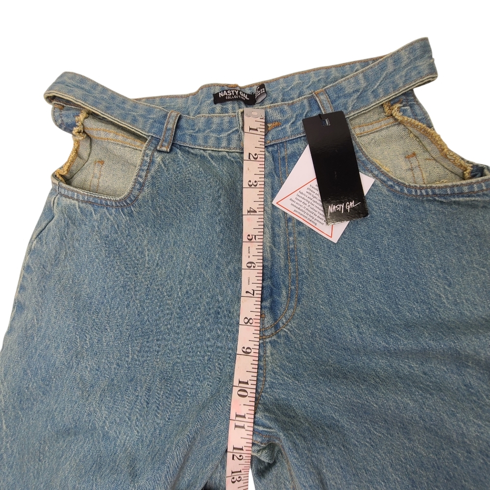 NASTY GALS Jeans Side Cut Out Wide Leg Sz 6 NWT 100% Cotton - Picture 5 of 15